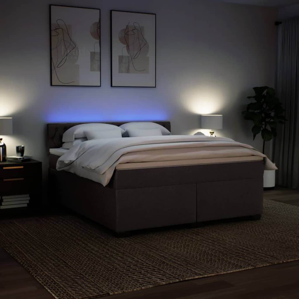 Boxspring met matras stof donkerbruin 180x200 cm is nu te koop bij PeponiXL, paradijselijk wonen!