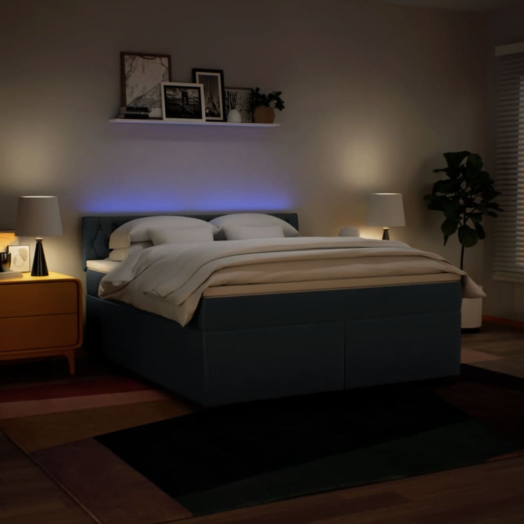 Boxspring met matras stof blauw 180x200 cm is nu te koop bij PeponiXL, paradijselijk wonen!