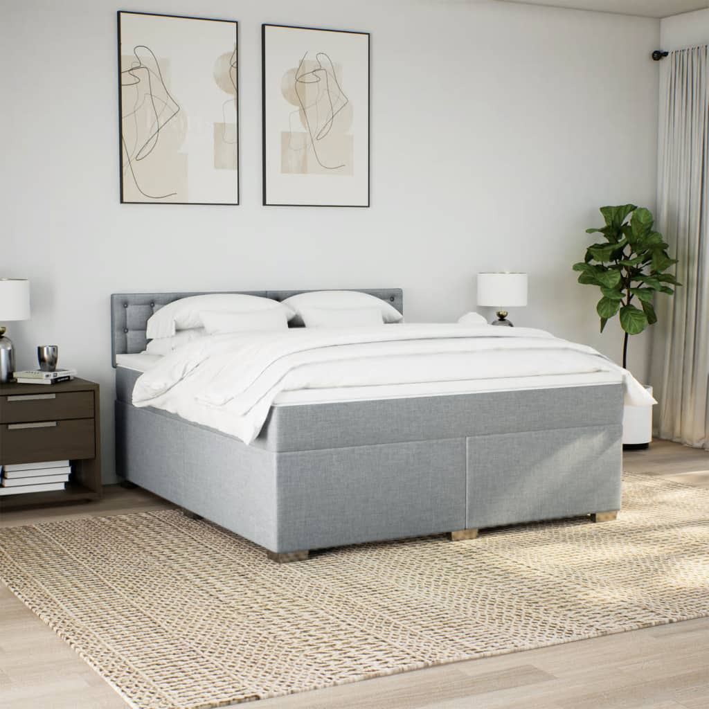 Boxspring met matras stof lichtgrijs 180x200 cm is nu te koop bij PeponiXL, paradijselijk wonen!