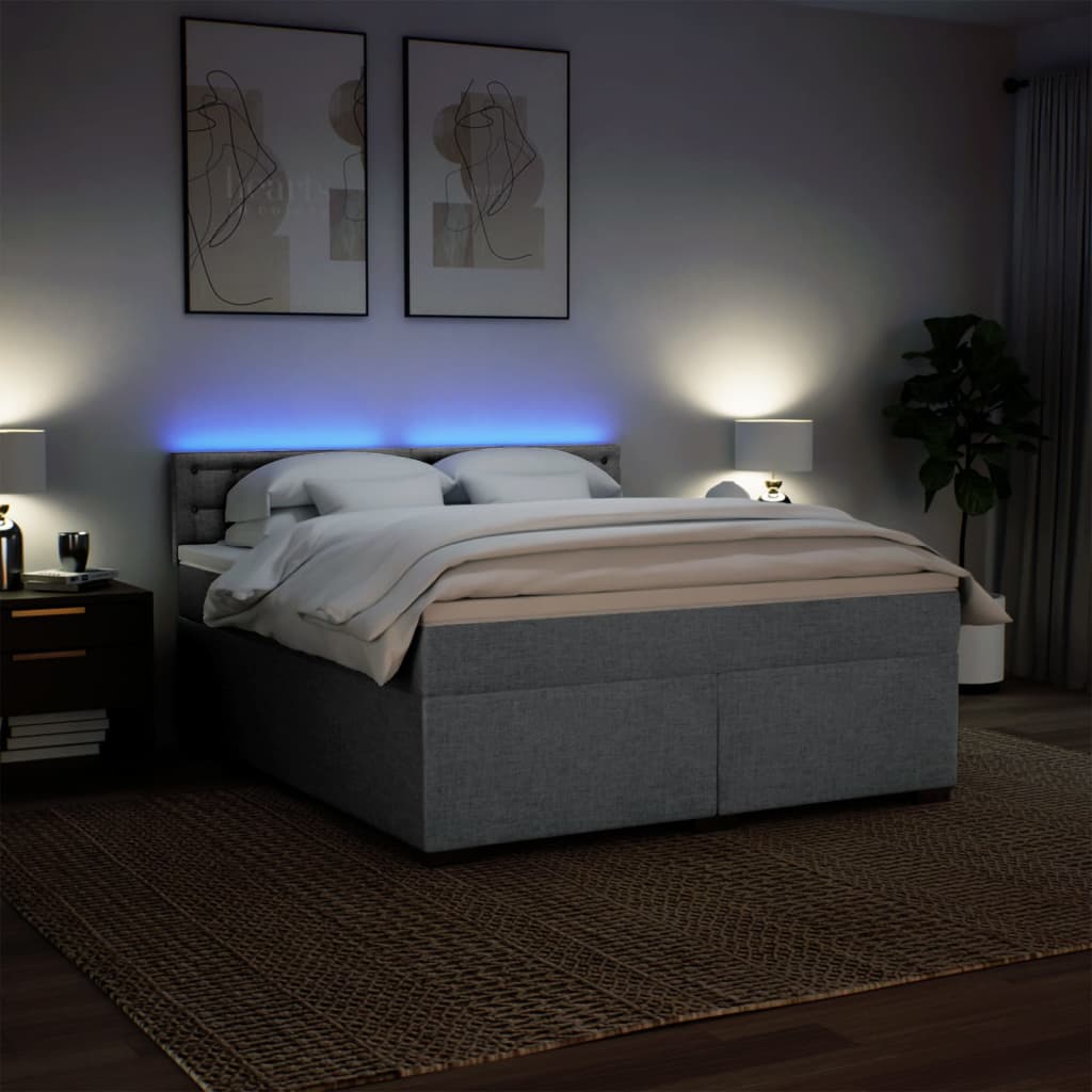 Boxspring met matras stof lichtgrijs 180x200 cm is nu te koop bij PeponiXL, paradijselijk wonen!