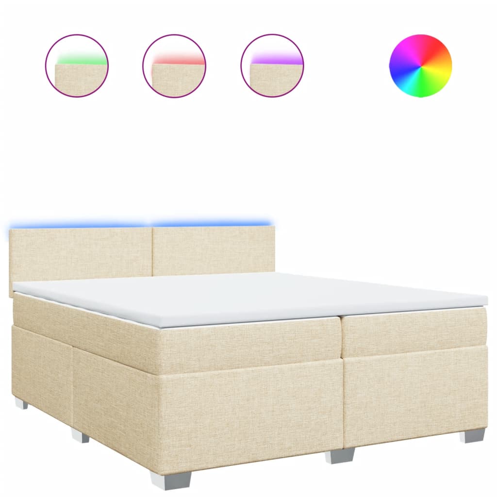 Boxspring met matras stof crèmekleurig 200x200 cm is nu te koop bij PeponiXL, paradijselijk wonen!