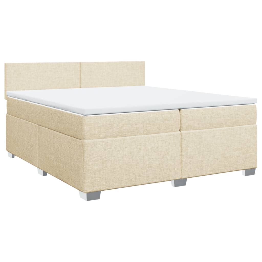 Boxspring met matras stof crèmekleurig 200x200 cm is nu te koop bij PeponiXL, paradijselijk wonen!