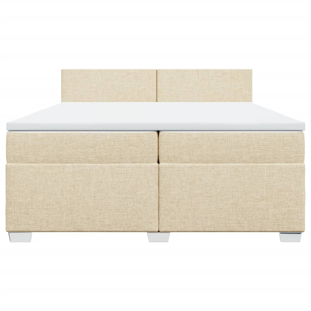 Boxspring met matras stof crèmekleurig 200x200 cm is nu te koop bij PeponiXL, paradijselijk wonen!