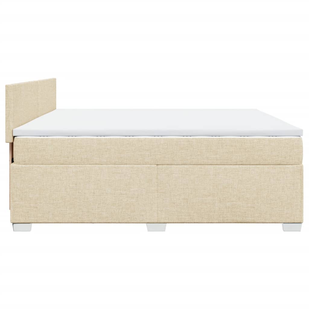 Boxspring met matras stof crèmekleurig 200x200 cm is nu te koop bij PeponiXL, paradijselijk wonen!