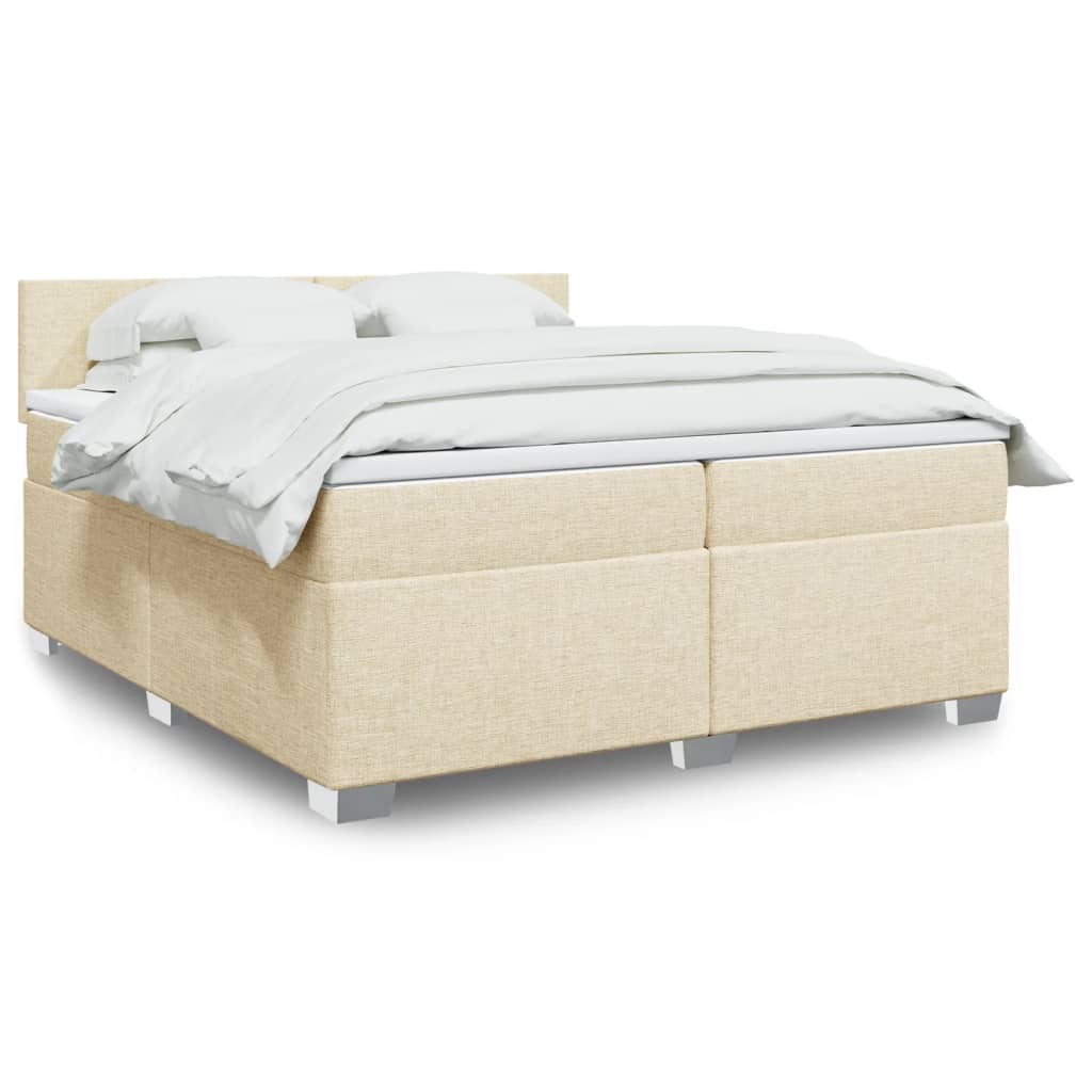 Boxspring met matras stof crèmekleurig 200x200 cm is nu te koop bij PeponiXL, paradijselijk wonen!