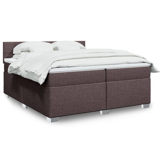 Boxspring met matras stof donkerbruin 200x200 cm is nu te koop bij PeponiXL, paradijselijk wonen!