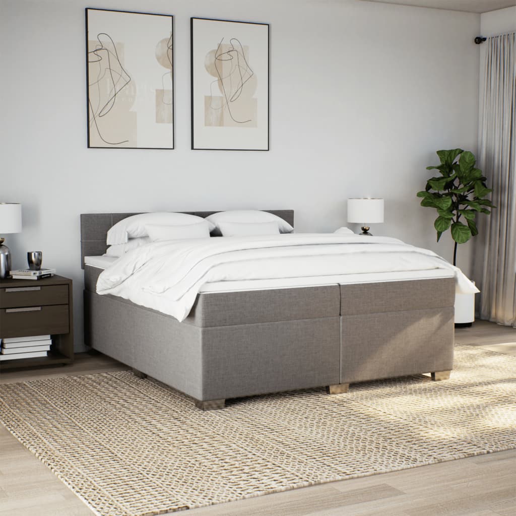 Boxspring met matras stof taupe 200x200 cm is nu te koop bij PeponiXL, paradijselijk wonen!