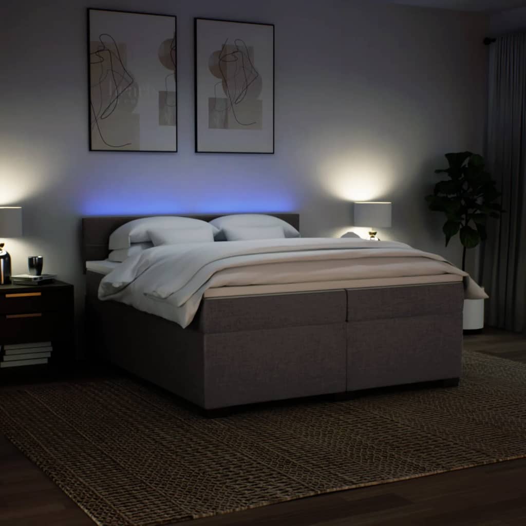Boxspring met matras stof taupe 200x200 cm is nu te koop bij PeponiXL, paradijselijk wonen!