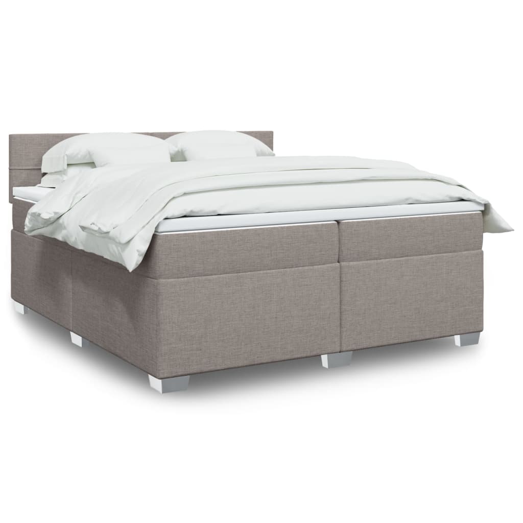 Boxspring met matras stof taupe 200x200 cm is nu te koop bij PeponiXL, paradijselijk wonen!