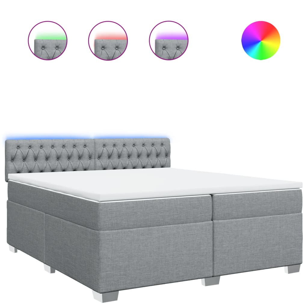Boxspring met matras stof lichtgrijs 200x200 cm is nu te koop bij PeponiXL, paradijselijk wonen!
