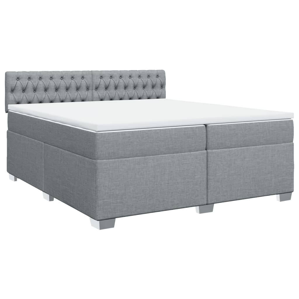 Boxspring met matras stof lichtgrijs 200x200 cm is nu te koop bij PeponiXL, paradijselijk wonen!