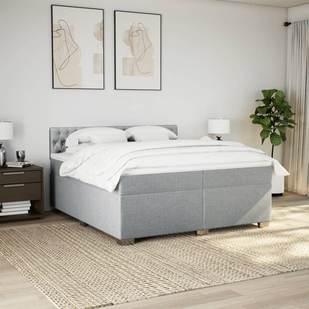 Boxspring met matras stof lichtgrijs 200x200 cm is nu te koop bij PeponiXL, paradijselijk wonen!