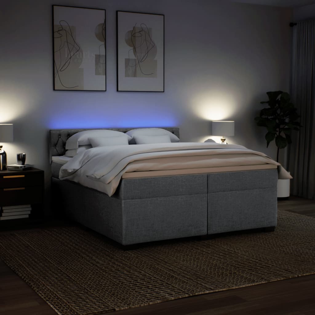 Boxspring met matras stof lichtgrijs 200x200 cm is nu te koop bij PeponiXL, paradijselijk wonen!