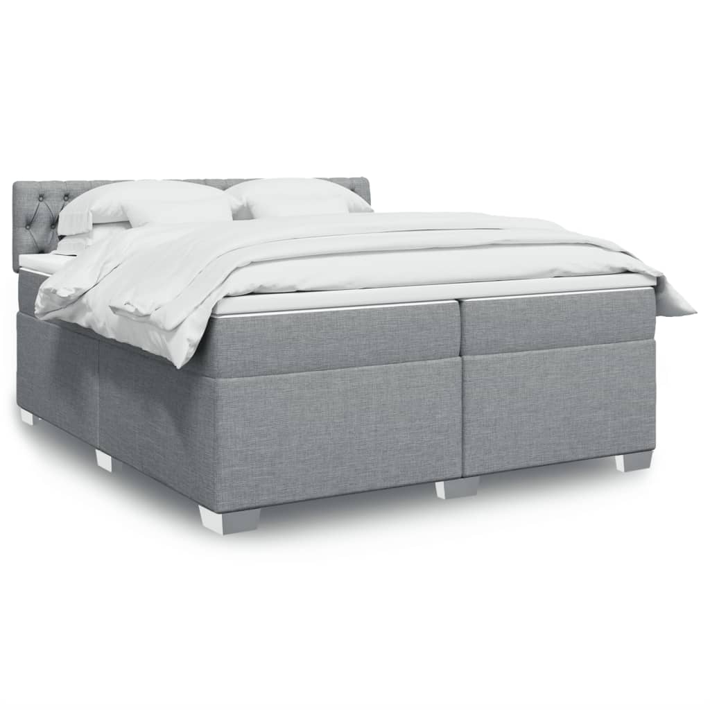 Boxspring met matras stof lichtgrijs 200x200 cm is nu te koop bij PeponiXL, paradijselijk wonen!