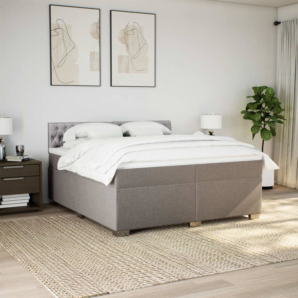 Boxspring met matras stof taupe 200x200 cm is nu te koop bij PeponiXL, paradijselijk wonen!