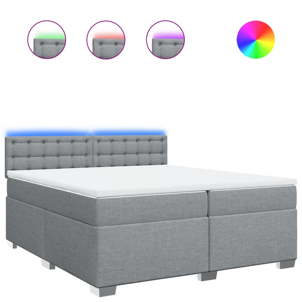 Boxspring met matras stof lichtgrijs 200x200 cm is nu te koop bij PeponiXL, paradijselijk wonen!