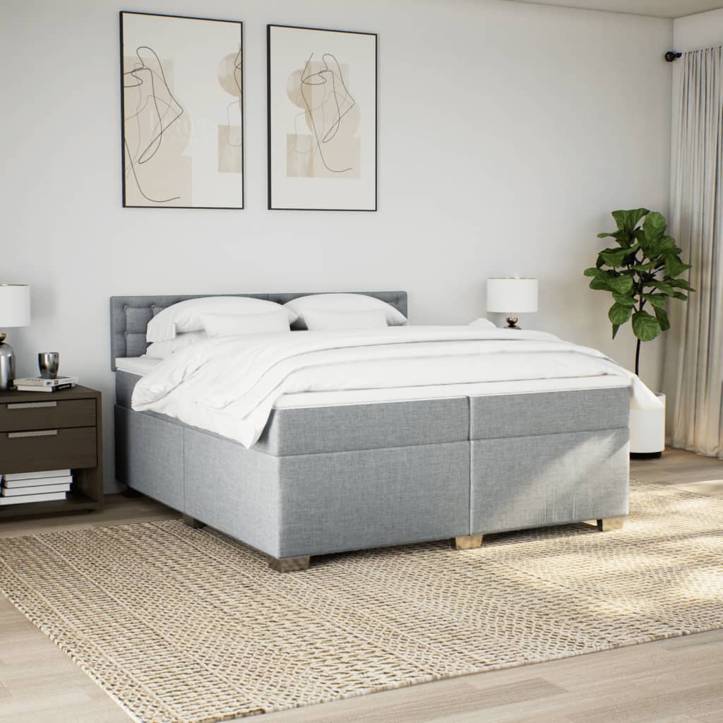 Boxspring met matras stof lichtgrijs 200x200 cm is nu te koop bij PeponiXL, paradijselijk wonen!