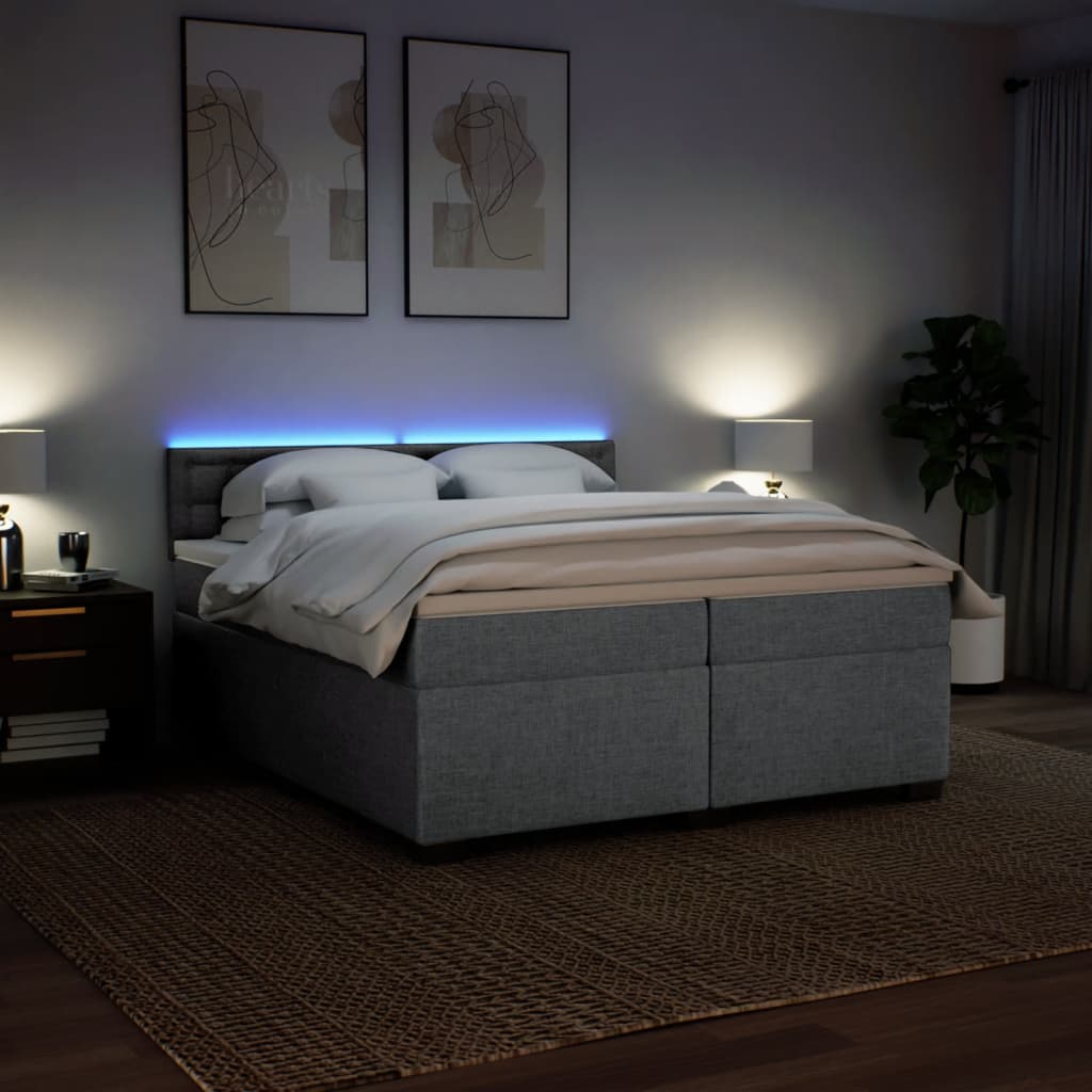 Boxspring met matras stof lichtgrijs 200x200 cm is nu te koop bij PeponiXL, paradijselijk wonen!