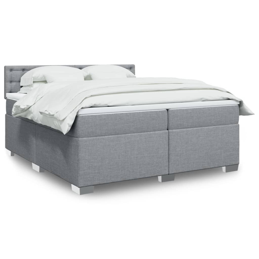 Boxspring met matras stof lichtgrijs 200x200 cm is nu te koop bij PeponiXL, paradijselijk wonen!