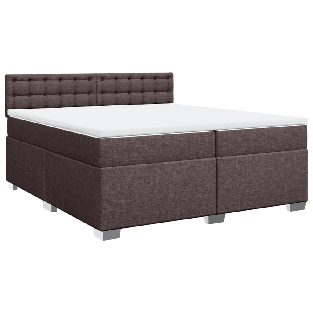 Boxspring met matras stof donkerbruin 200x200 cm is nu te koop bij PeponiXL, paradijselijk wonen!