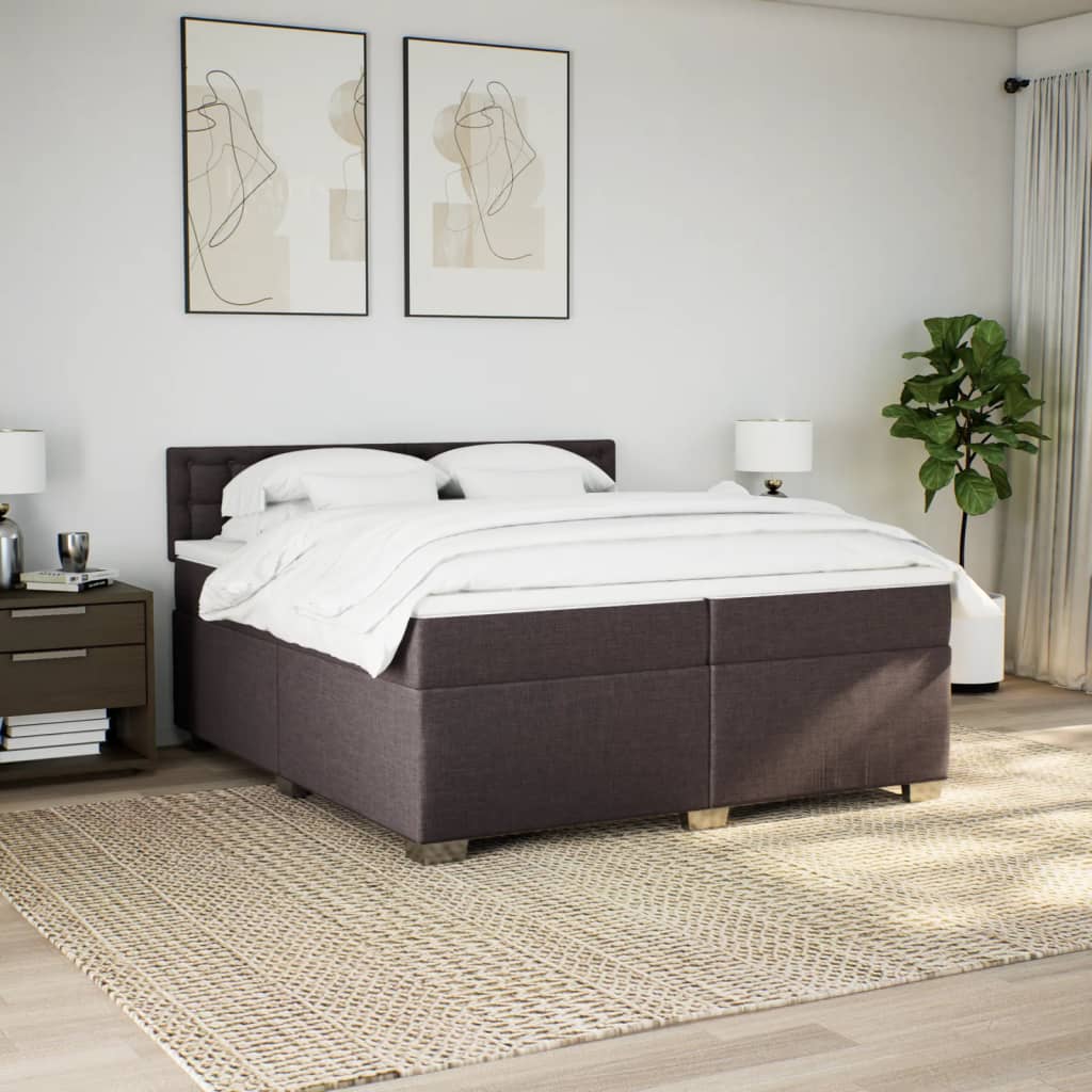 Boxspring met matras stof donkerbruin 200x200 cm is nu te koop bij PeponiXL, paradijselijk wonen!
