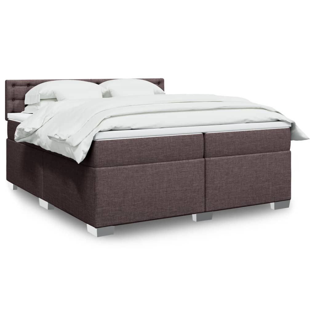 Boxspring met matras stof donkerbruin 200x200 cm is nu te koop bij PeponiXL, paradijselijk wonen!