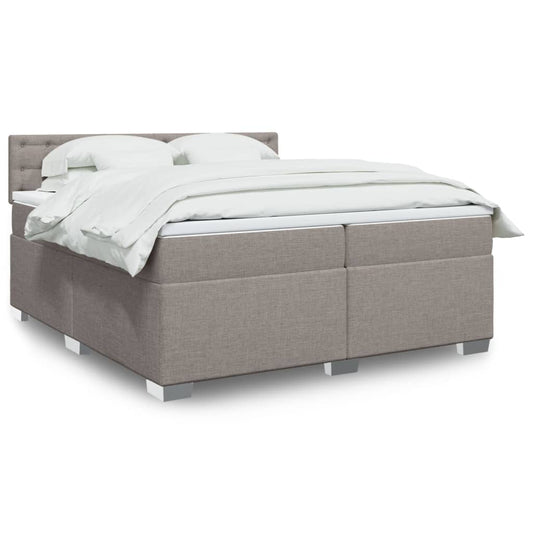 Boxspring met matras stof taupe 200x200 cm is nu te koop bij PeponiXL, paradijselijk wonen!