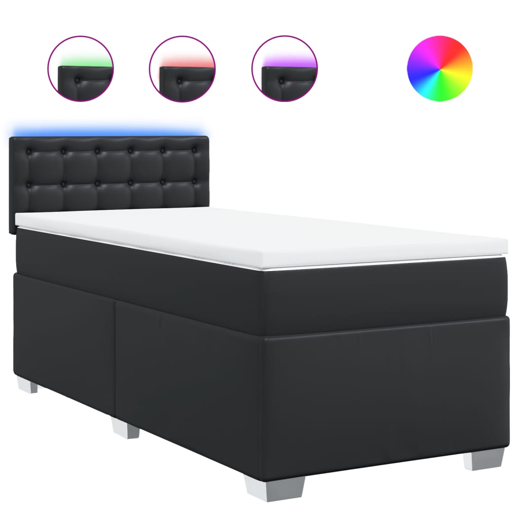 Boxspring met matras kunstleer zwart 80x200 cm is nu te koop bij PeponiXL, paradijselijk wonen!