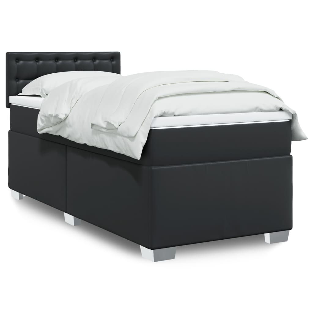 Boxspring met matras kunstleer zwart 80x200 cm is nu te koop bij PeponiXL, paradijselijk wonen!