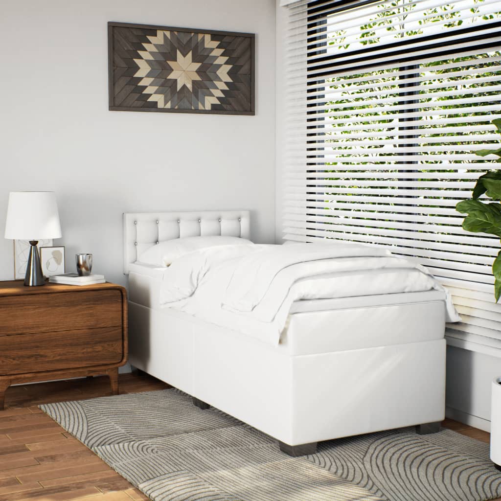 Boxspring met matras kunstleer wit 80x200 cm is nu te koop bij PeponiXL, paradijselijk wonen!