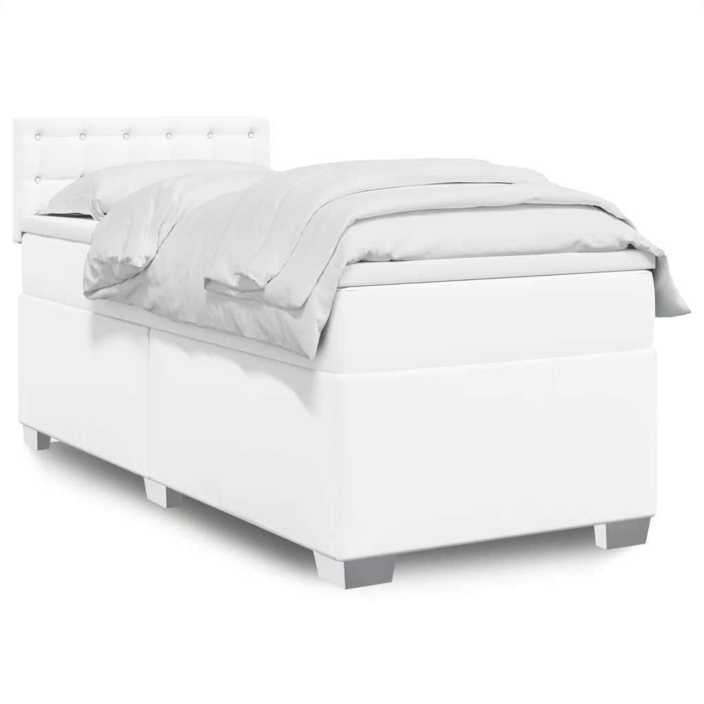 Boxspring met matras kunstleer wit 80x200 cm is nu te koop bij PeponiXL, paradijselijk wonen!