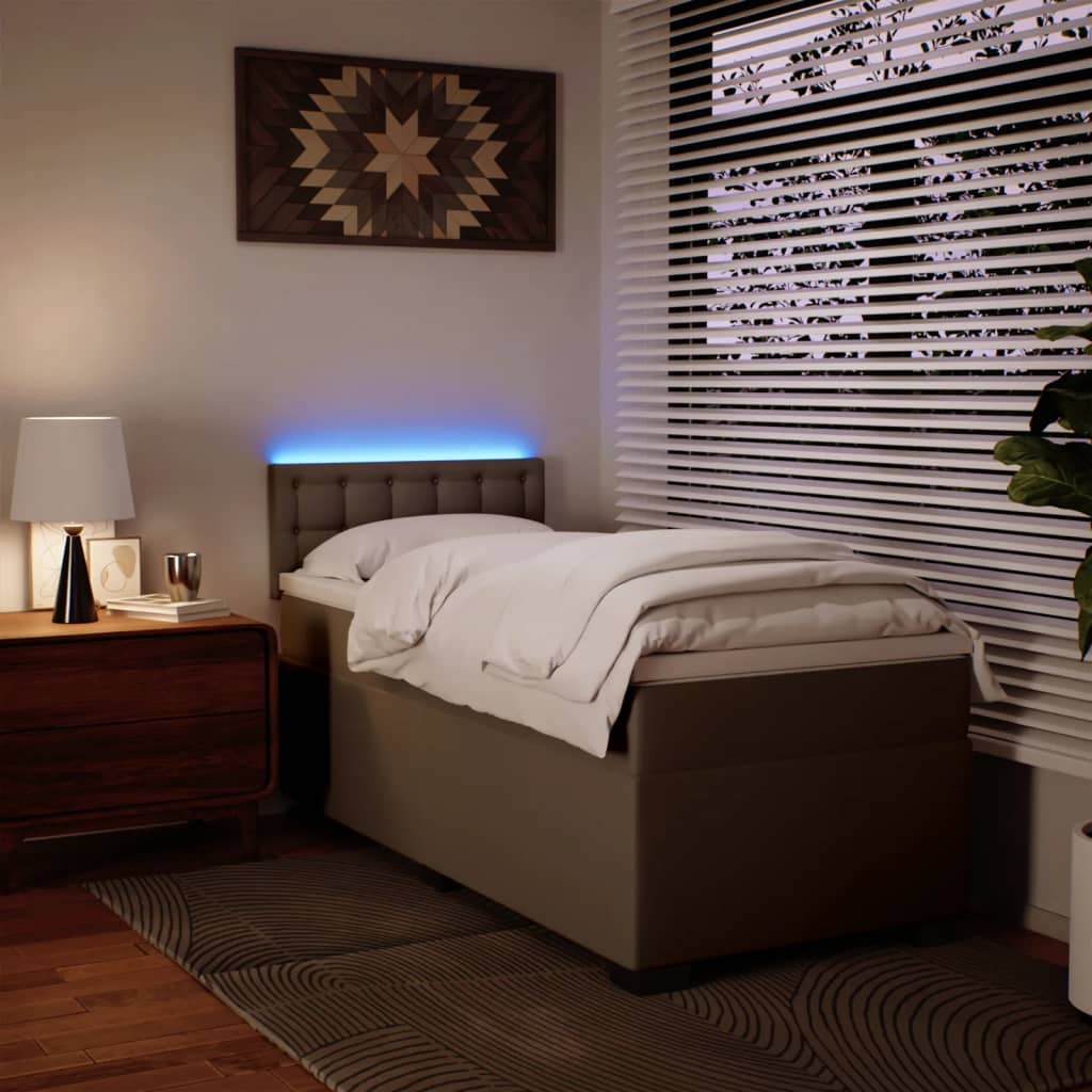 Boxspring met matras kunstleer cappuccinokleurig 90x190 cm is nu te koop bij PeponiXL, paradijselijk wonen!