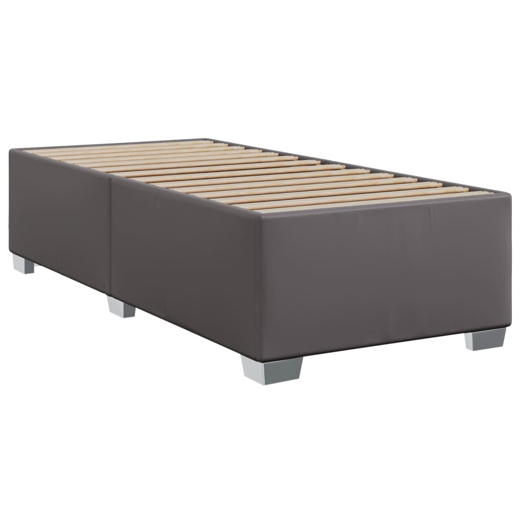 Boxspring met matras kunstleer grijs 100x200 cm is nu te koop bij PeponiXL, paradijselijk wonen!