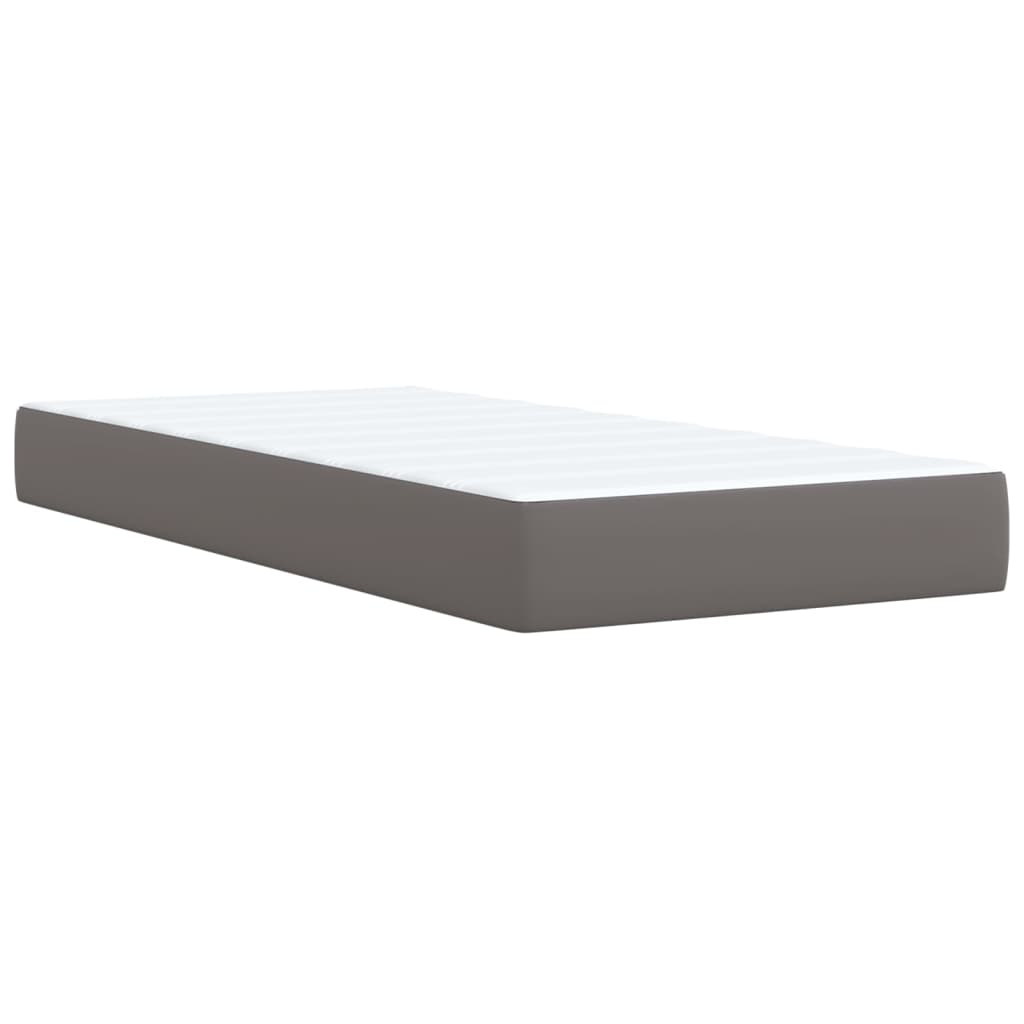 Boxspring met matras kunstleer grijs 100x200 cm is nu te koop bij PeponiXL, paradijselijk wonen!