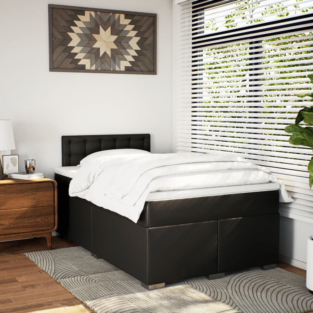 Boxspring met matras kunstleer zwart 120x200 cm is nu te koop bij PeponiXL, paradijselijk wonen!