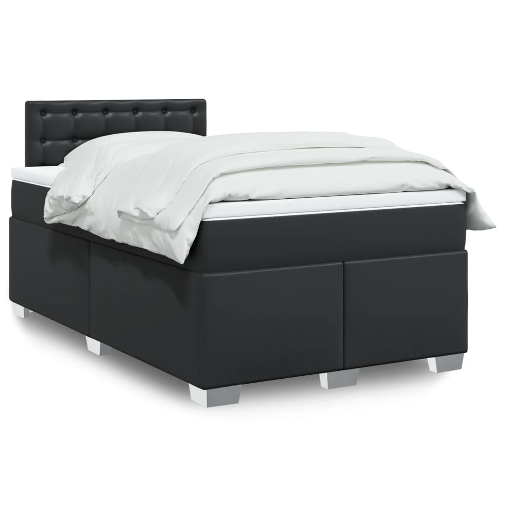 Boxspring met matras kunstleer zwart 120x200 cm is nu te koop bij PeponiXL, paradijselijk wonen!