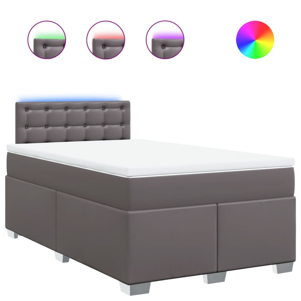 Boxspring met matras kunstleer grijs 120x200 cm is nu te koop bij PeponiXL, paradijselijk wonen!