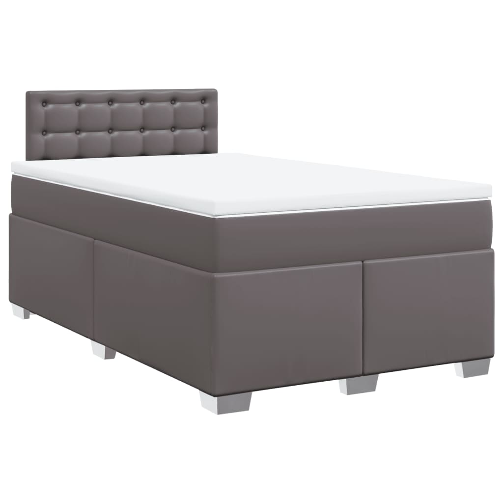 Boxspring met matras kunstleer grijs 120x200 cm is nu te koop bij PeponiXL, paradijselijk wonen!