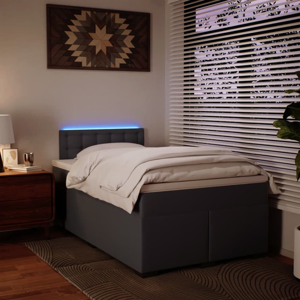 Boxspring met matras kunstleer grijs 120x200 cm is nu te koop bij PeponiXL, paradijselijk wonen!
