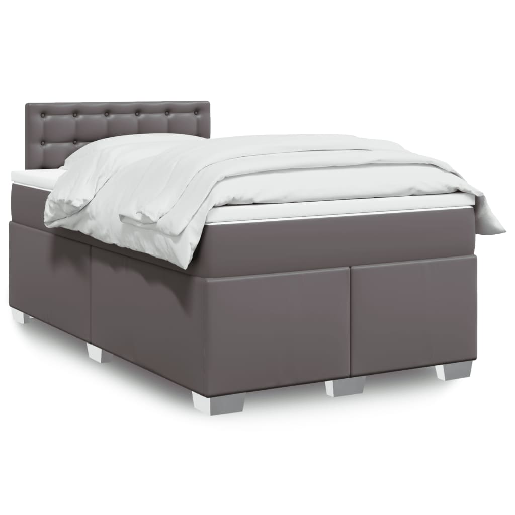 Boxspring met matras kunstleer grijs 120x200 cm is nu te koop bij PeponiXL, paradijselijk wonen!
