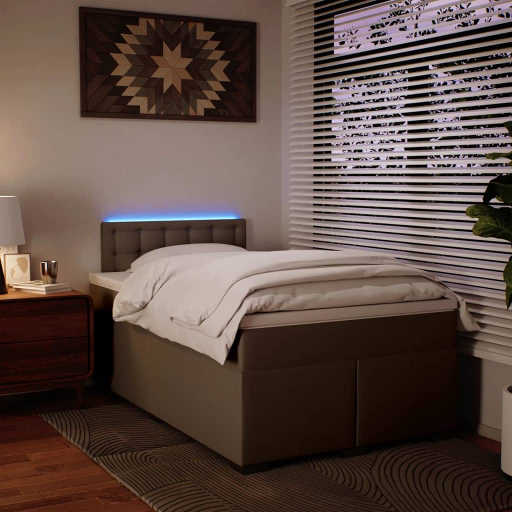 Boxspring met matras kunstleer cappuccinokleurig 120x200 cm is nu te koop bij PeponiXL, paradijselijk wonen!