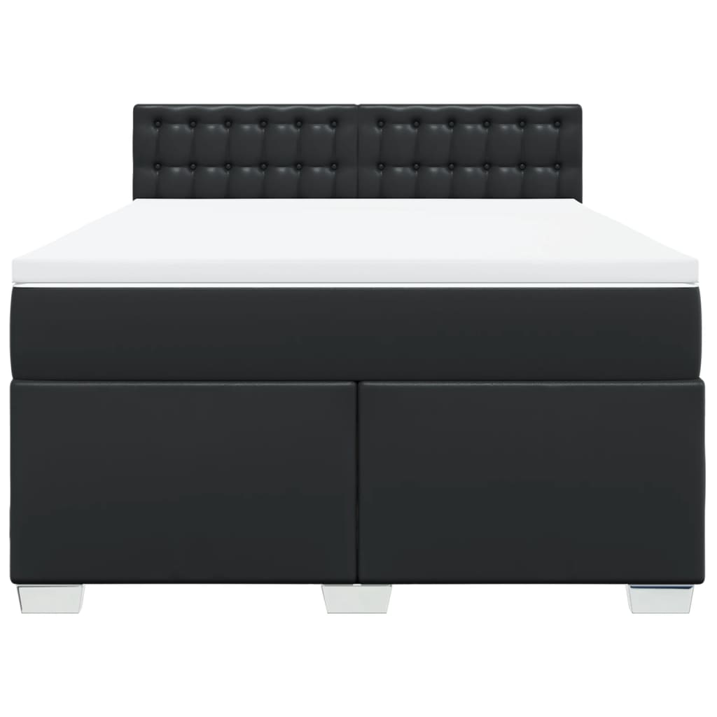 Boxspring met matras kunstleer zwart 140x190 cm is nu te koop bij PeponiXL, paradijselijk wonen!