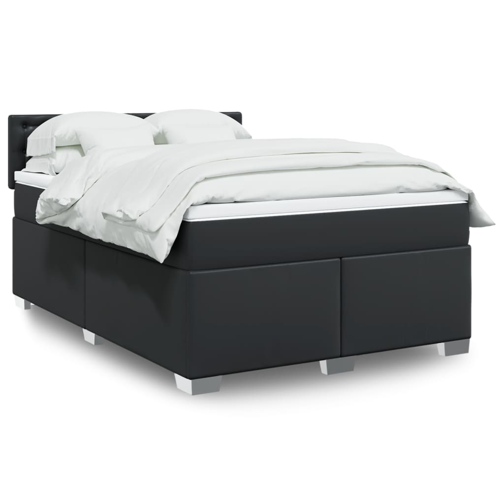Boxspring met matras kunstleer zwart 140x190 cm is nu te koop bij PeponiXL, paradijselijk wonen!