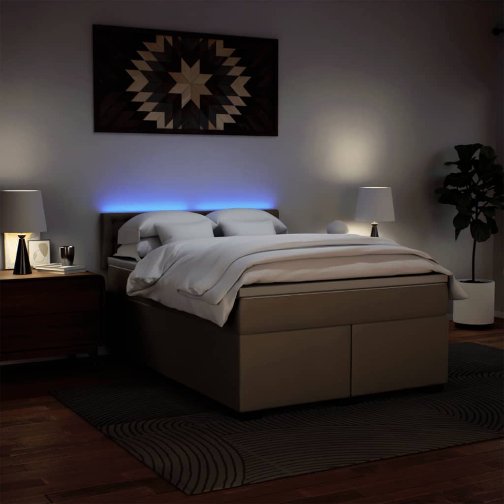 Boxspring met matras kunstleer cappuccinokleurig 140x190 cm is nu te koop bij PeponiXL, paradijselijk wonen!