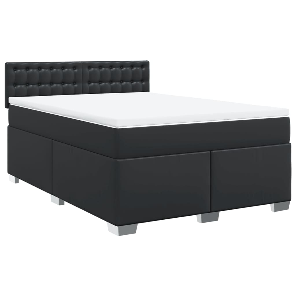 Boxspring met matras kunstleer zwart 140x200 cm is nu te koop bij PeponiXL, paradijselijk wonen!