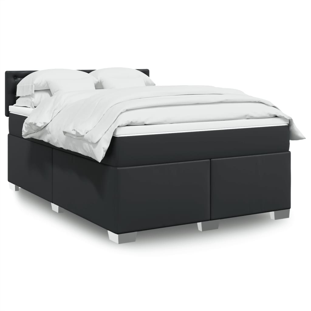 Boxspring met matras kunstleer zwart 140x200 cm is nu te koop bij PeponiXL, paradijselijk wonen!