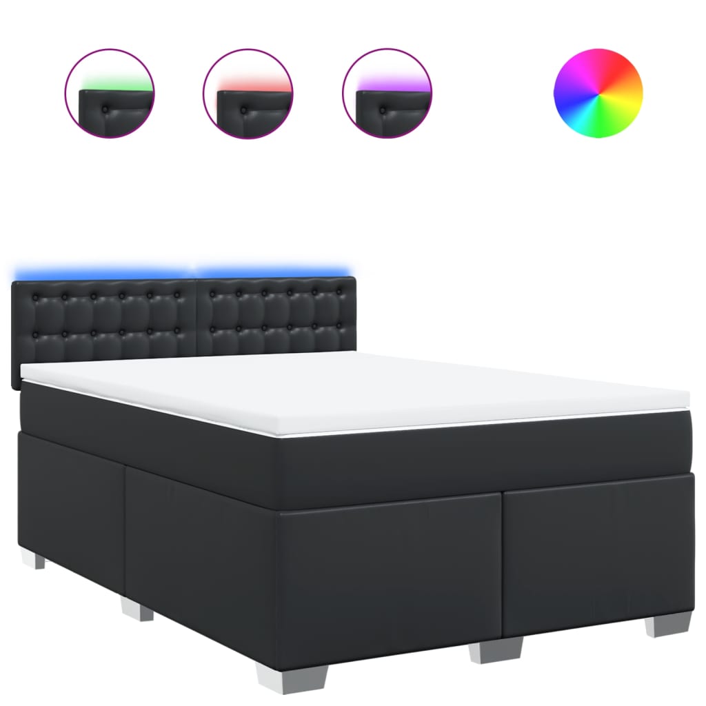 Boxspring met matras kunstleer zwart 160x200 cm is nu te koop bij PeponiXL, paradijselijk wonen!