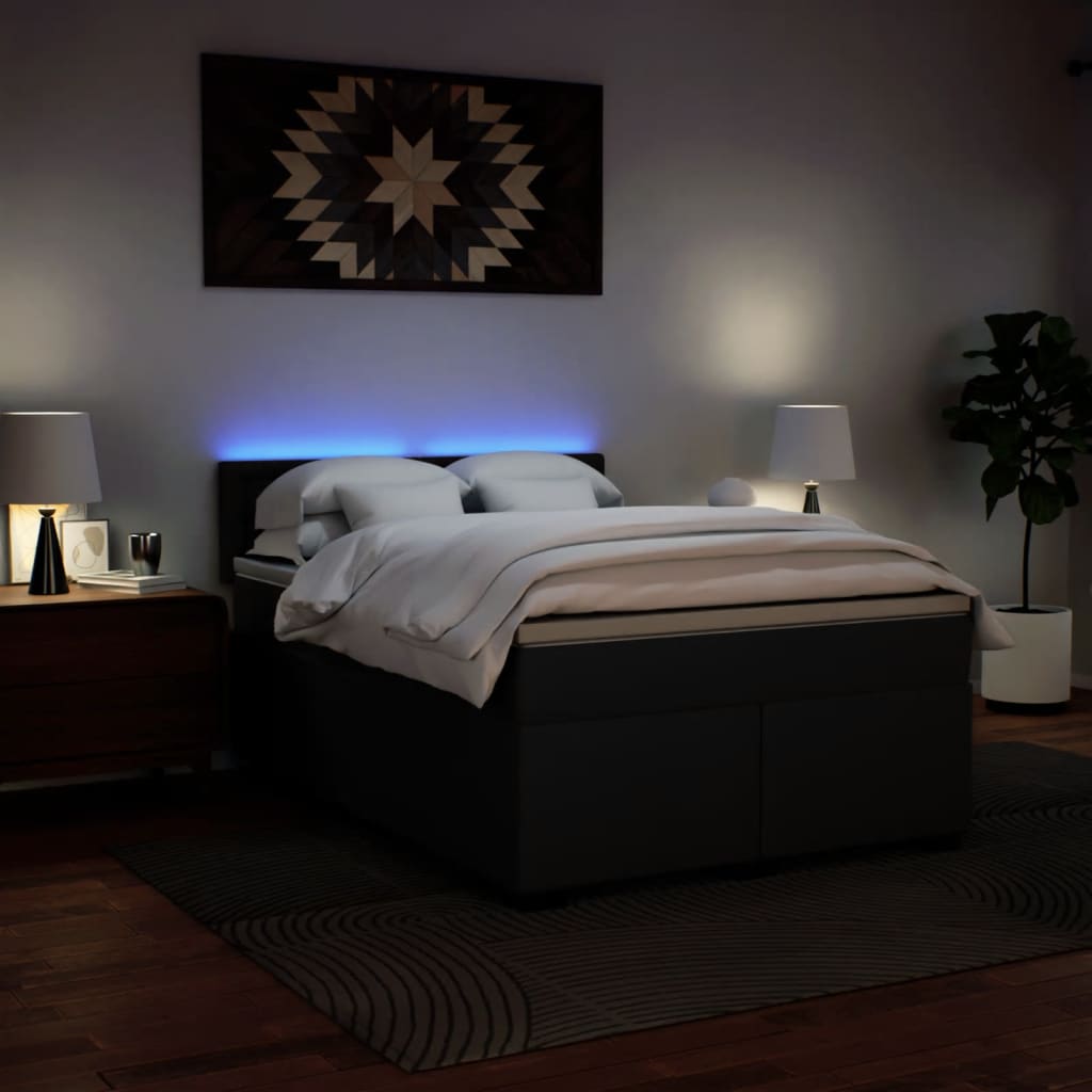 Boxspring met matras kunstleer zwart 160x200 cm is nu te koop bij PeponiXL, paradijselijk wonen!