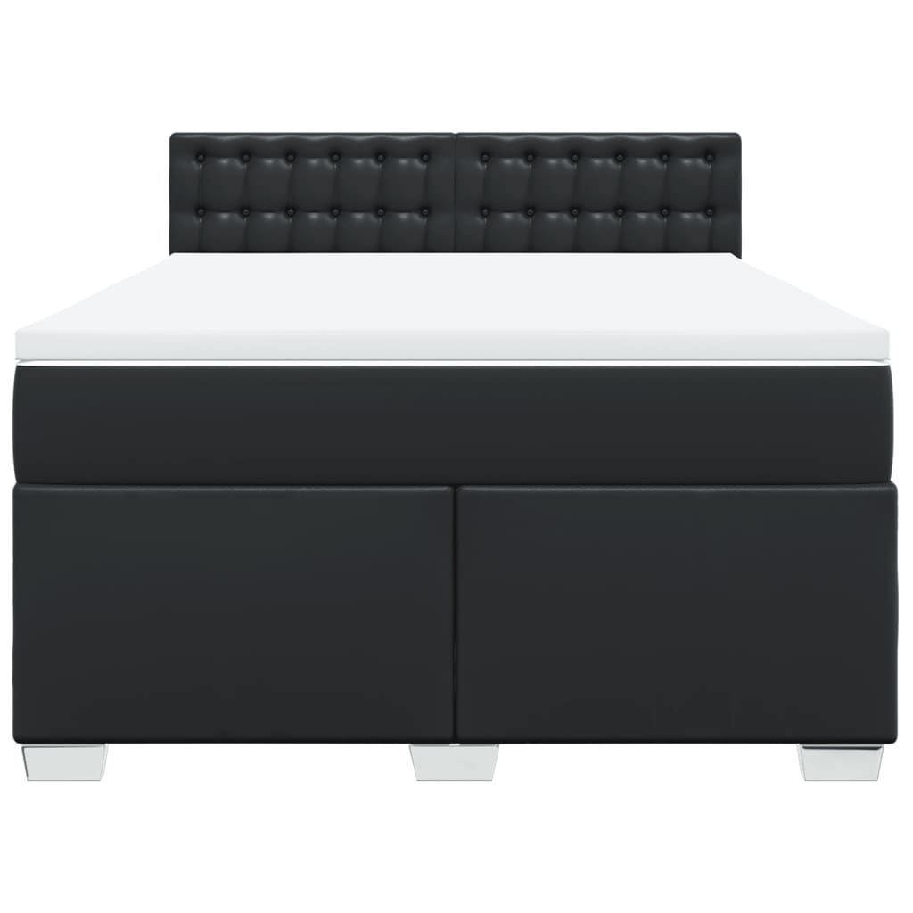 Boxspring met matras kunstleer zwart 160x200 cm is nu te koop bij PeponiXL, paradijselijk wonen!