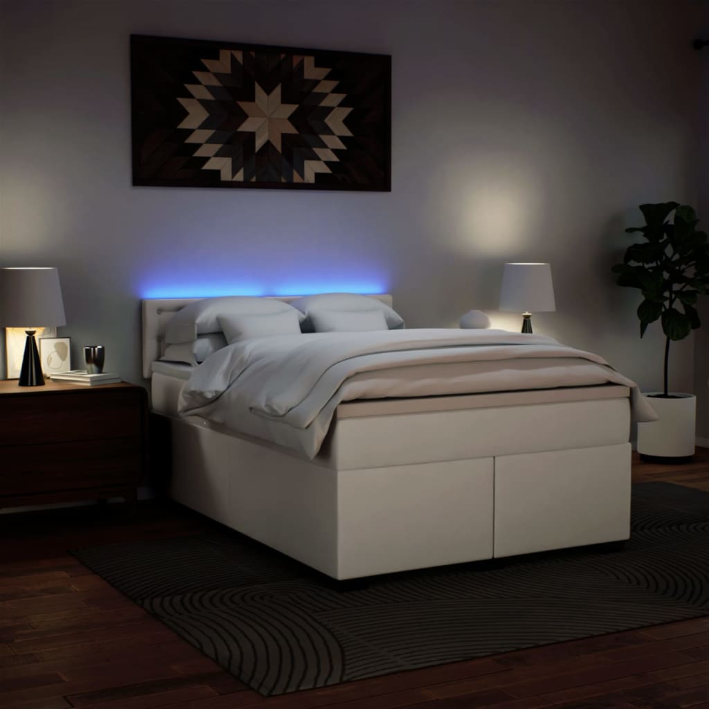 Boxspring met matras kunstleer wit 160x200 cm is nu te koop bij PeponiXL, paradijselijk wonen!